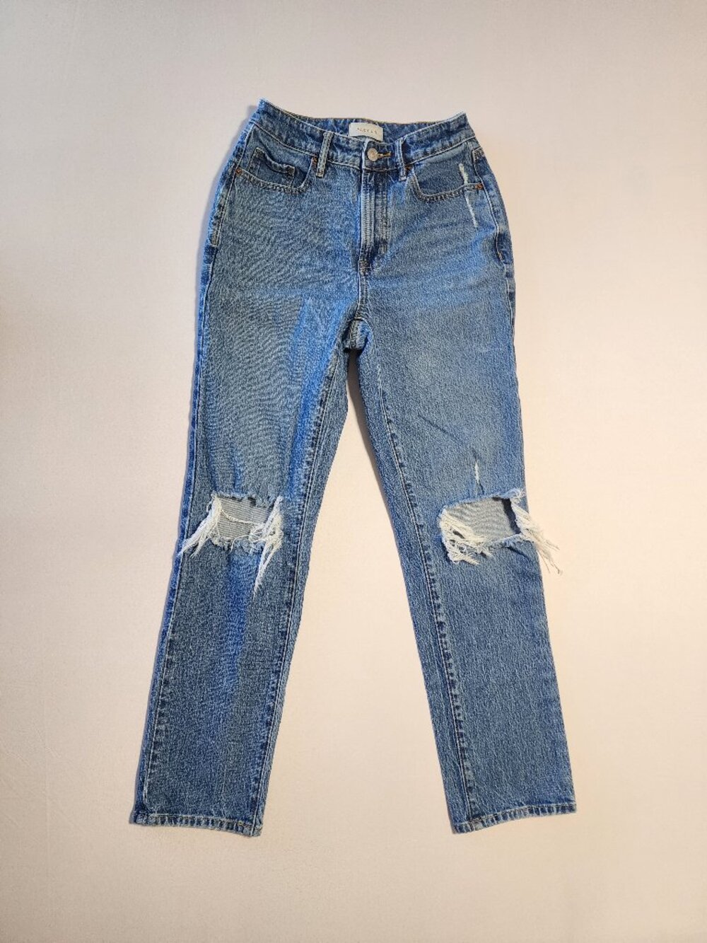 PacSun Curve Straight Jeans Size 24 High Waisted Blue Ripped Distressed Denim